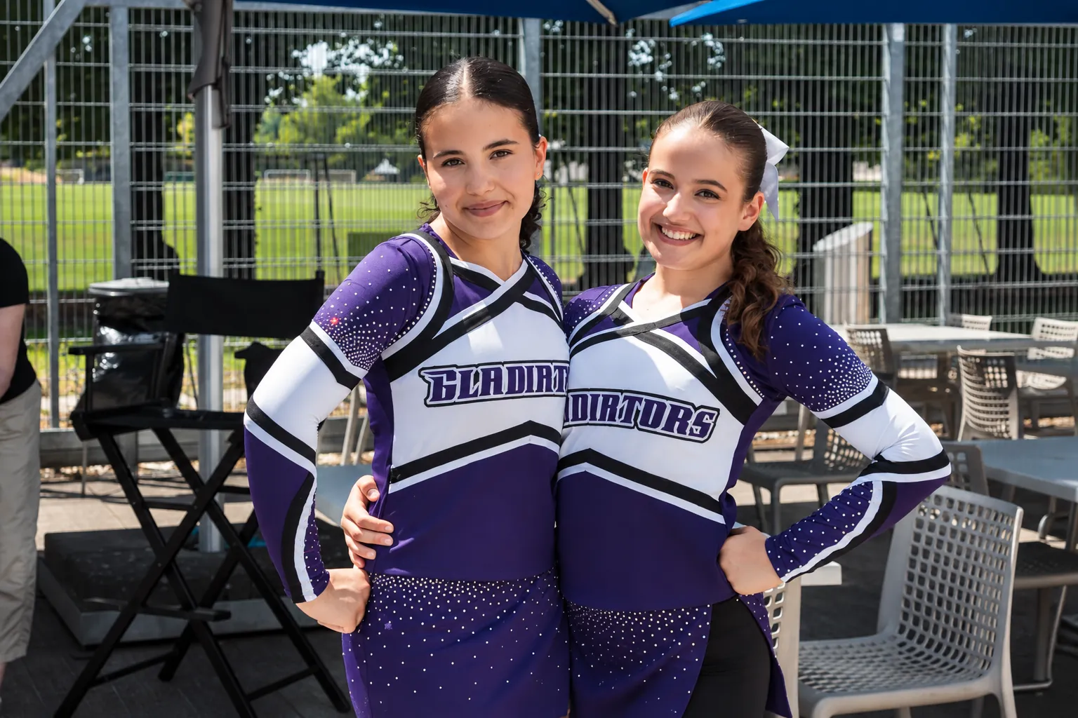 Gladiators Basel cheerleaders in purple and white on game day