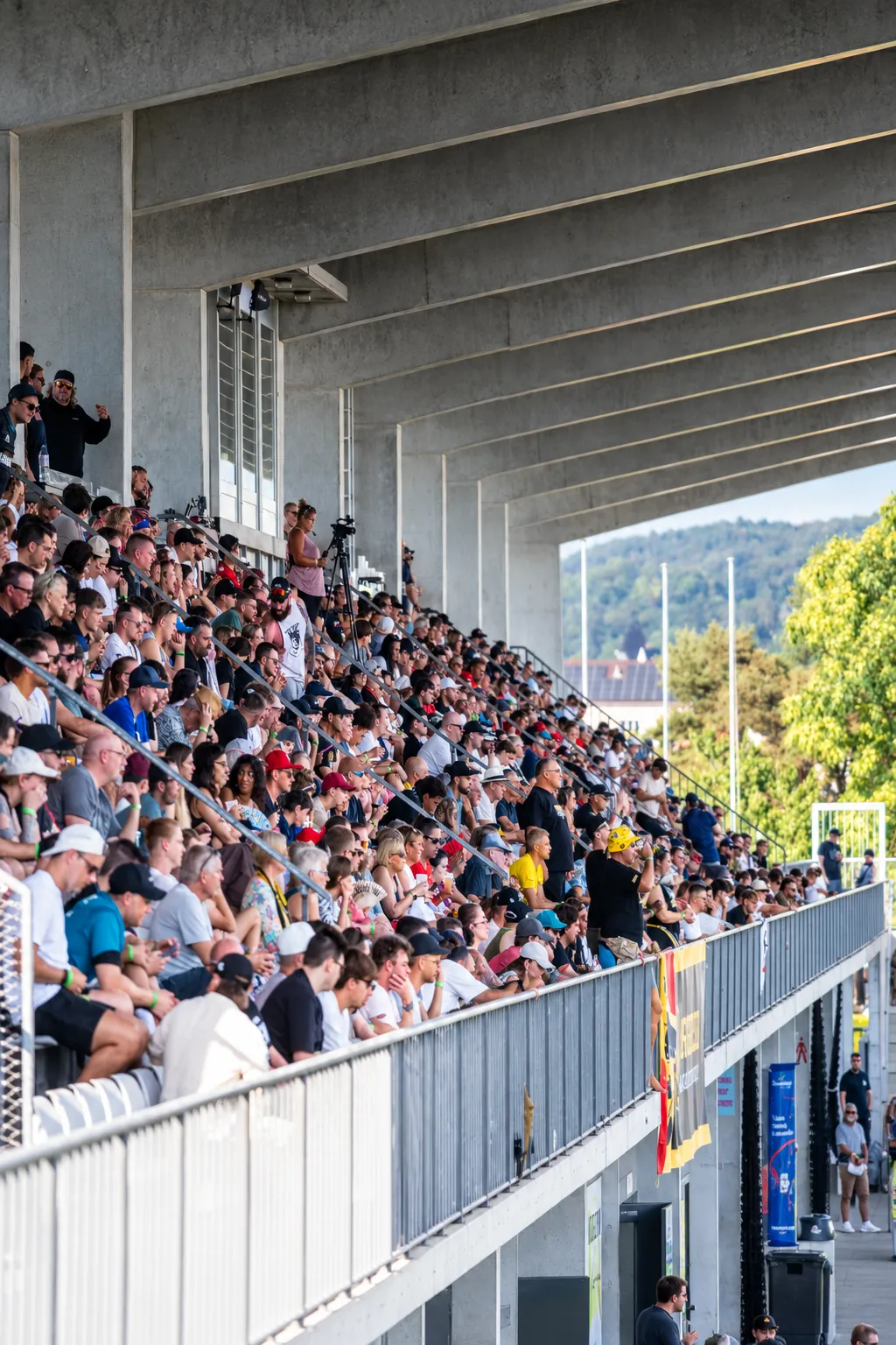 Packed Rankhof stand with Gladiators Basel supporters